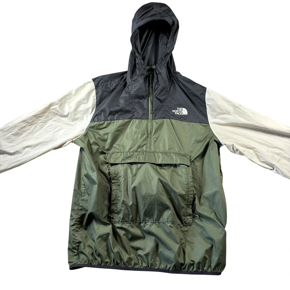 North Face Fanorak Anorak Mens L Green Windbreaker Fanny Pack Hiking Packable